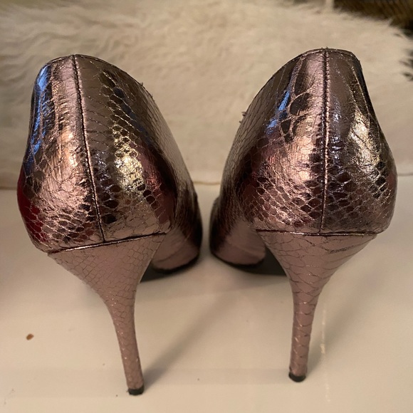 Sam & Libby Faux Croc Silver metallic Stiletto Heels Size 8 - Picture 3 of 8